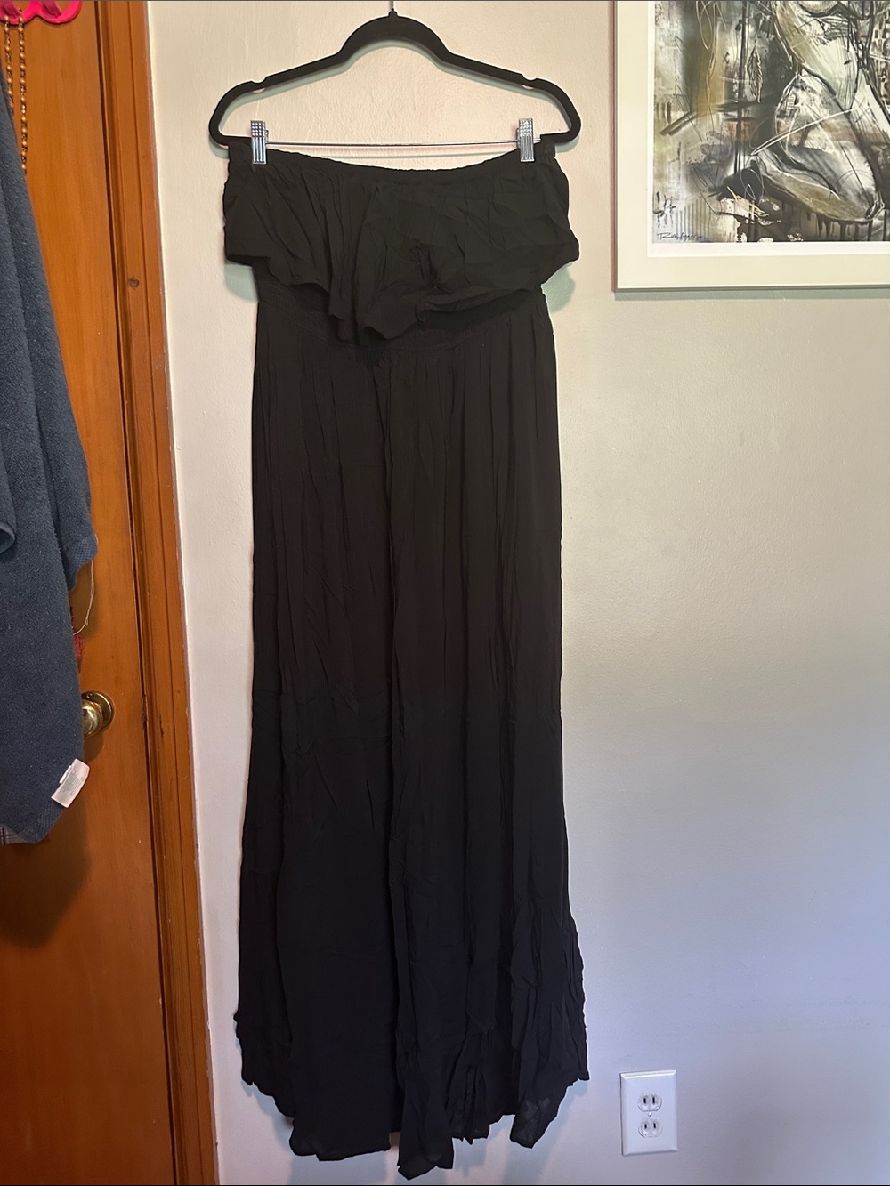 torrid Black Strapless Ruffle Maxi Dress